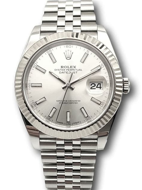 rolex datejust silver dial 41mm|rolex 41mm datejust stainless steel.